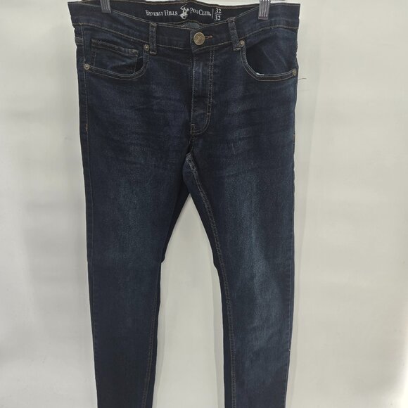 Beverly Hills Polo Club Blue Men's Dark Denim Straight Leg Jeans Waist 32 - Picture 1 of 5